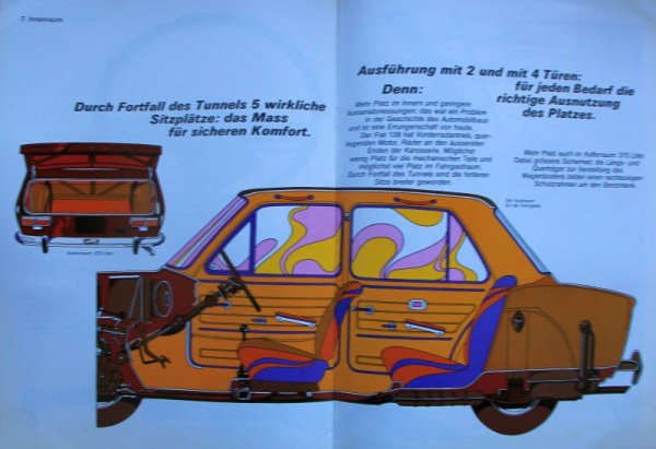 Fiat 128 Modelprogram 1970 "Perche" Carbrochure (10373)